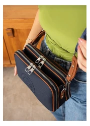 Just Polo حقيبة كتف وحقيبة كروس نسائية من Colors Of Justpolo مكونة من 5 أقسام