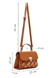 Derimod حقيبة كتف نسائية منقوشة بحزام طويل باللون البني 25SBD26446F