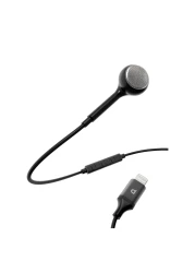 Powerology Single Earphone with MFi Connector, High Clarity Audio, Active In-Line Control Buttons, Siri Enable, HD Sound, 1.2m Cable, Aluminum + ABS + TPE - Black
