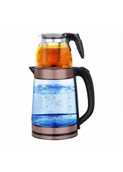 غلاية كهربائية مع وعاء لتحضير الشاي، 1.7 لتر من الفولاذ المقاوم للصدأ، غليان سريع، خالية من مادة BPA