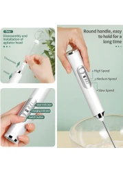 Rechargeable Milk Frother - Electric Coffee Frother Wand, Handheld Foam Maker with 2 Stainless Whisks 3 Adjustable Speeds, Mini Foamer for Cappuccino Coffee