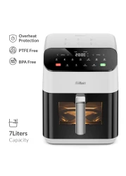 فيلر مقلاة هوائية المانية 1800 واط، غطاء كبير 7 لتر، تقنية اكسايكلون، 4 × طلاء سيراميك غير لاصق، 10 وظائف طهي، لوحة لمس، لمسة باردة + اضاءة داخلية، AFR700، ضمان لمدة عامين - اصدار الامارات العربية