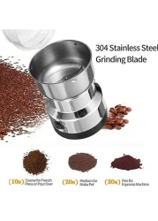 مطحنة حبوب القهوة الكهربائية من الفولاذ المقاوم للصدأ مع 4 شفرات، مطحنة منزلية متعددة الوظائف للقهوة والفلفل والمكسرات والملح والتوابل والذرة - مطحنة كهربائية عالية السرعة