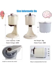 Ice Cream Machine Small Children's,Sorbet Ice Cream Makers for Home,Simple One Push Operation Soft Serve ice Cream Mixture Machine for DIY Kitchen Fast