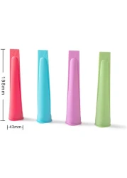 Silicone Ice Cream Maker with Attached Lids, Freezer Tube, Frozen Ice Lolly Forms Reusable Dishwasher Safe Easy Clean No Mess, for Your Kids, Multi Color Set of 4