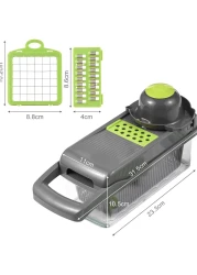 قطاعة خضروات متعددة الوظائف 8 في 1 - معالج طعام، مفرمة بصل، فاصل بيض، مبشرة جبن، قطاعة ماندولين مع ملحقات طحن وتقطيع وتقطيع مكعبات