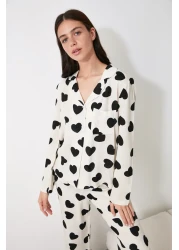  Collection Ecru Heart Viscose Woven Pajamas Set Thmaw21Pt0936