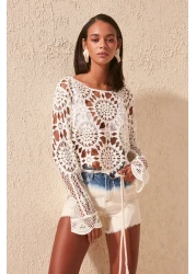  Collection Ecru Crop Knitwear Look Beach Blouse Tbess20Bz0572