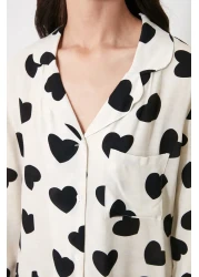  Collection Ecru Heart Viscose Woven Pajamas Set Thmaw21Pt0936