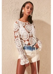  Collection Ecru Crop Knitwear Look Beach Blouse Tbess20Bz0572