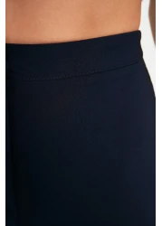  Collection Navy Blue Spanish Leg Flare Woven Fabric Trousers Tofaw19Bb0581