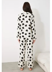  Collection Ecru Heart Viscose Woven Pajamas Set Thmaw21Pt0936
