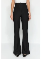  Collection High Waist Black Flare Woven Fabric Pants - Bell Bottom Twoaw20Pl0094