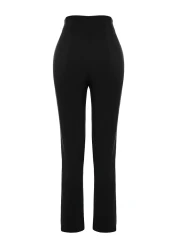  Collection سروال أسود من القماش المنسوج ذو الخصر العالي بطول الكاحل TWOSS20PL0515