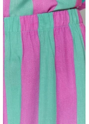  Collection Multicolor Striped Rope Strap Woven Pajama Set with Viscose Shorts Thmss23Pt00225