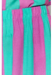  Collection Multicolor Striped Rope Strap Woven Pajama Set with Viscose Shorts Thmss23Pt00225