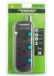 Terminator Brand Universal Power Extension Socket - 3 way 5M