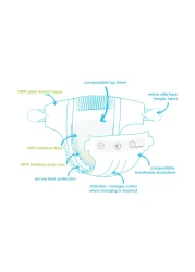 بيور بورن حفاض من الخيزران العضوي مقاس 5 11-18 كغ 44 حفاض
