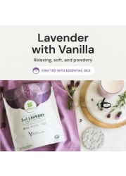 Grab Green3in1 Laundry Detergent Pods 60 Count Lavender Vanilla Scent Plant and Mineral Based Superior Cleaning Power Stain Remover Brightens Clothes
