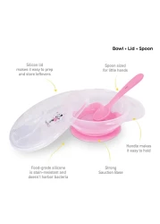 ديزني ميني ماوس طقم وعاء وملعقة من السيليكون - وردي