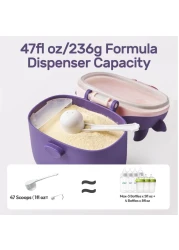 NCVI Baby Formula Dispenser On The Go Formula Container to Go Formula Holder for Travel Outdoor Picnic with Baby Infant Portable Container for Milk Powder Snacks Candy Fruits Purple