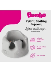 Bumbo Baby Floor Seat Portable Infant Sit Up Activity Eating Chair Cool Grey