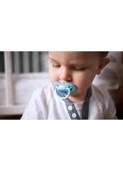 Lovi 2X Baby Silicone Soother | Pack Of 2 | Hygenic Cover | Protects The Sucking Reflex | Dynamic Tip | Boiling Water Sterilization | Indian Summer Collection | (Blue, 6-18 Months)