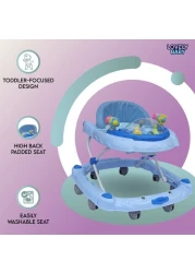 Lovely Baby Foldable Kids Walker BW05 with Adjustable Height, Musical Toys, Rotating Wheels, Comfortable &amp; Safe Activity Walker for Toddlers, Small Infant Boy Girl 6-18 months - Blue