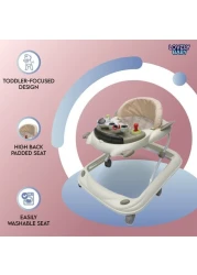 Lovely Baby Foldable Kids Walker BW10 with Adjustable Height, Musical Toys, Rotating Wheels, Comfortable &amp; Safe Activity Walker for Toddlers, Small Infant Boy Girl 6-18 months - Beige
