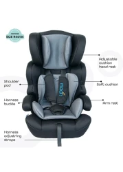 Moon Tolo Comfortable Toddler/Child Car Seat, Group 1,2,3 Convertible, 9 Month Upto 12 Years Of Use |9 To 36 Kg, Grey
