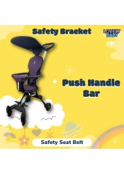 Lovely Baby Stroller LB 715HC for Infants, Baby Carrier with 360&deg; Rotatable PVC Wheels &amp; Canopy, Foldable Pram &amp; Light Weight, Push Stroller for Kids 7-31 Months - Purple