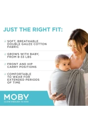 Moby Ring Sling Wrap Carrier HandsFree Versatile Support Wrap for Mothers Fathers and Caregivers Breathable Baby Wrap Carrier for Newborns Infants Toddlers Supports 830 lbs Pewter