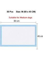 Dog training pads for Indoor, Leak-proof 5-layer training pads with quick-dry surface prevents tracking, Ultra absorbent and odor eliminating, 50Pcs Medium Set 60 cm L (blue color)