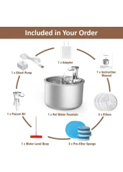 نافورة مياه Jinou Cat - مصنوعة من زجاج أكريليك عالي الجودة - نافورة مياه للحيوانات الأليفة مع خزان مياه سعة 3 لتر - للقطط والكلاب والحيوانات الأليفة الأخرى