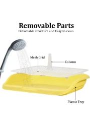 Dog potty toilet with Pee post, Detachable grid, and Raised fence, Anti-splash dog pee pad holder for small to medium-sized dogs, Reusable dog potty training toilet 48 cm (Yellow)