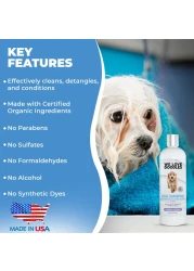 USDA Organic Dog Shampoo Conditioner Detangler Best Shampoo for Goldendoodles Poodles Doodles for Matted Pet Hair Sensitive Skin Shampoo for Puppies Made in The USA 16OZ Lavender