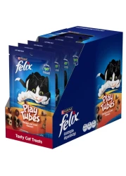 Purina Felix Play Tubes Chicken and Liver Flavours Dry Cat Treats, 50g Pack of 8