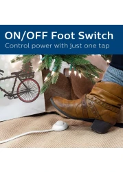 Philips Plugin Footswitch 9 Ft 1Outlet Flat Plug Extension Cord Flat Extension Cord with Switch ONOff 2 Prong Extension Cord 120V Long Extension Cord 1 Pack White 1 Pack SPS1036WF37