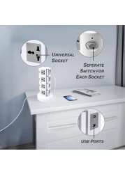 MODI 4 Layers Tower Extension Cord Socket USB Ports