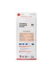 AFRA Japan Universal Extension Cord, 5Way, 5 Universal Sockets, 5 Meter Cable, Easy Set-Up & Storage, Shockproof, 250V