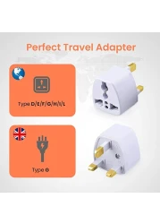 Universal Power Plug for UAE/KSA/UK/HK, 3 Pin Travel Adapter, Power Converter Socket for US/AU/JP/CN - (Pack of 1)