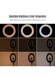 Generic-18 Inch Dimmable SMD LED Ring Light Kit 48W Stepless Brightess Adjustment 3200K-5600K Lighting Ringlight with Tripod Stand Carrying Bag Cell Phone Holder Hot Shoe Adapter for YouTube Video