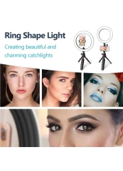 Generic-20cm/8inch Desktop LED Ring Light Fill-in Lamp 3200K-5600K Dimmable USB Powered with Mini Tripod Stand Phone Holder Remote Shutter for YouTube Video Recording Live Streaming Selfie Makeup