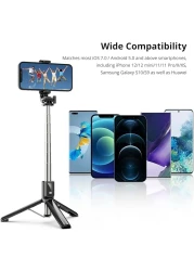 ATUMTEK 40" Selfie Stick Tripod, Extendable Bluetooth Selfie Stick with Wireless Remote, 360-degree Rotation, Compatible with GoPro, iPhone and Android Smartphones, Mini Tripod, Table Tripod Black