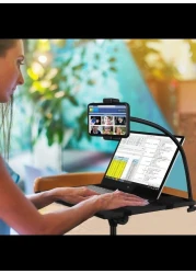 Projector Stand,Laptop Tripod Stand Adjustable Height up to 47.2 Inch with Gooseneck Phone Holder, Portable for Outdoor Movies-Detachable Computer DJ Racks Holder Mount