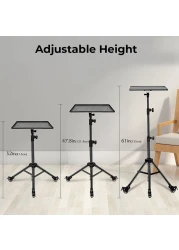 Wownect Projector Tripod Stand With Wheels, Phone Holder Rolling Laptop Desk Tripod For Stage, Studio, DJ Equipment, Pack Of 1