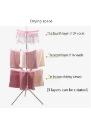 FITTO 3-Tier Rotating Clothes and Towel Organizer Dry Rack, Indoor/Outdoor Laundry Dryer, Space-Saving, Adjustable, Durable for Patio and Home Use