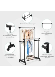 Fitto Clothes Drying Foldable Stand - Adjustable &amp; Space-Saving, Black, Portable Laundry Rack for Indoor &amp; Outdoor Use