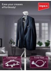 Impex Steamer for Clothes, Powerful Standing Garment Steamer,2.3 Liter Water Tank For 70 Mins Continuous Steaming,38sec Fast Heat-up, Perfect for Commercial &amp; Household 2.3 L 1950 W GSM 6013