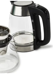Generic Electric Kettle With Tea Pot 8008, Black/Silver/Clear